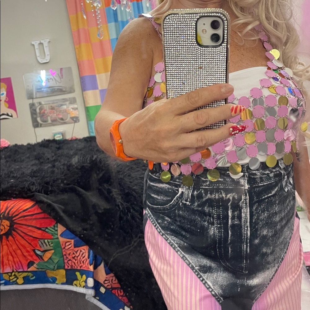 Pink and silver Sequin Top - Picture 3 of 4